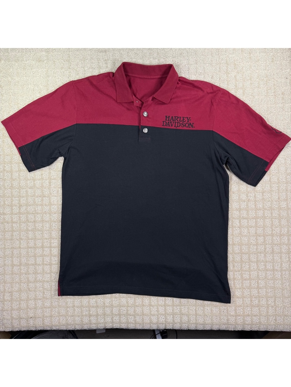 Harley-Davidson black and burgundy polo shirt L